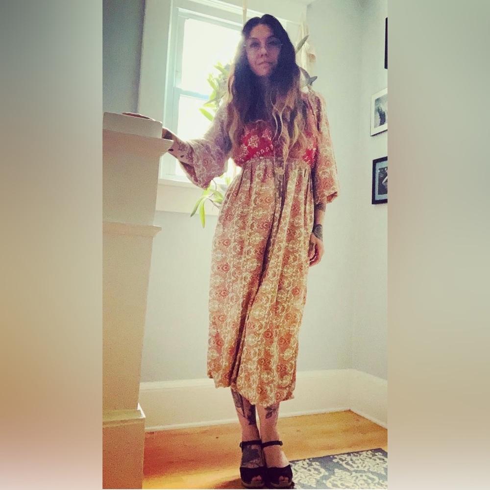 Vintage Silk Sari Jumpsuit fits like small/medium with room